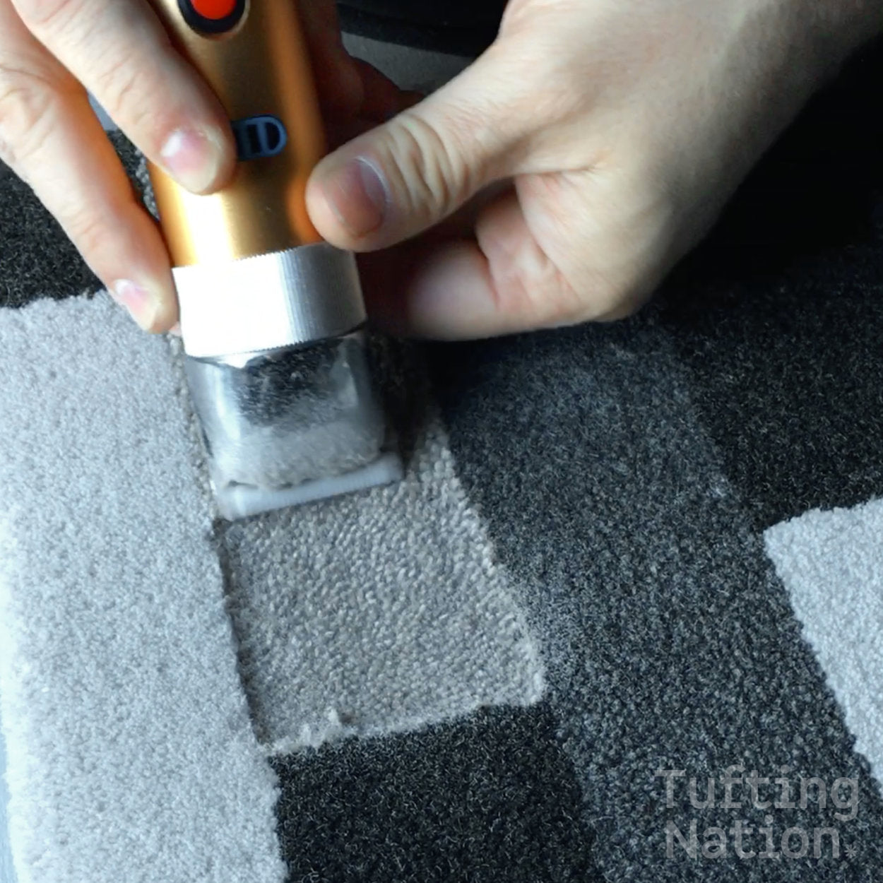 Rug Clippers in use over a tufted rug | TuftingNation