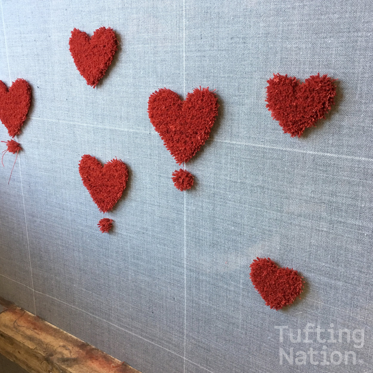 Red Heart Tufted on a Primary Rug Tufting Canvas | TuftingNation