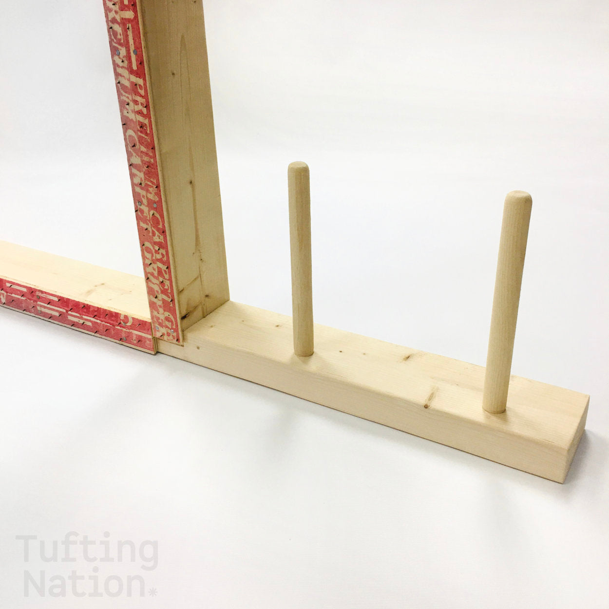 Wooden Yarn Holder integrated to a Table Top Tufting Frame | TuftingNation Canada