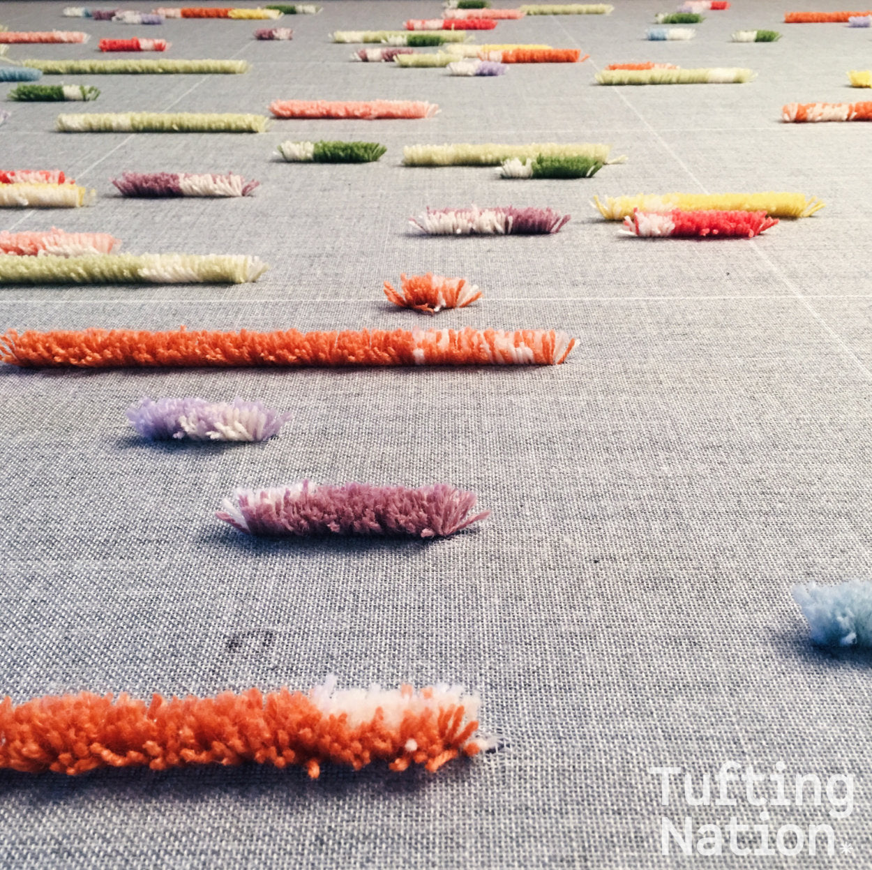 Wool Rug Yarn tufted on a Primary Rug Backing | Rug Making in Progress | TuftingNation