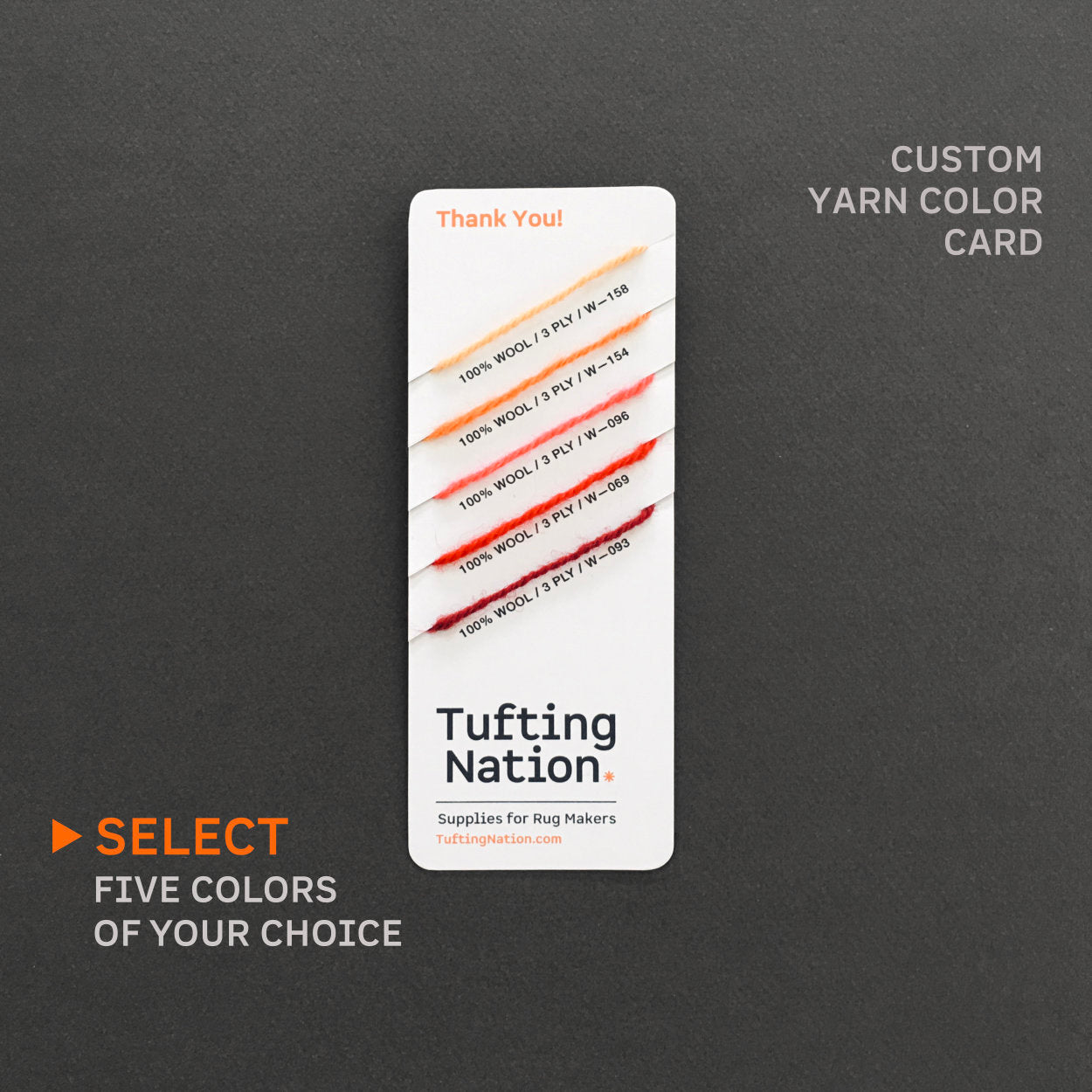 Rug Wool Yarn Color Swatch on Card | TuftingNation Canada