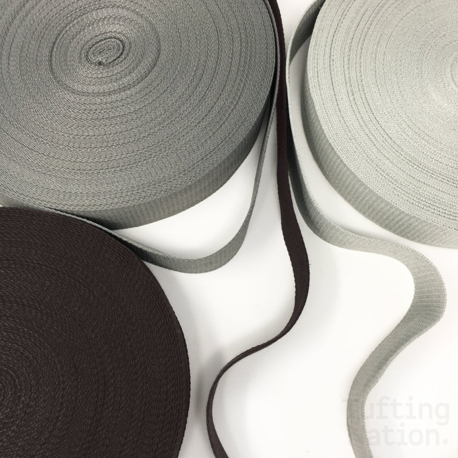 Dark Brown and Gray Binding Tape for Rug Making | TufitingNation