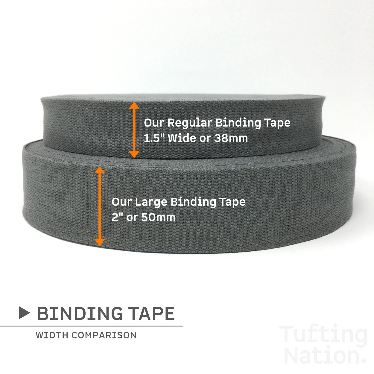 Binding Tape width Comparison | Gray Binding Tape for Area Rugs | Tufting Nation