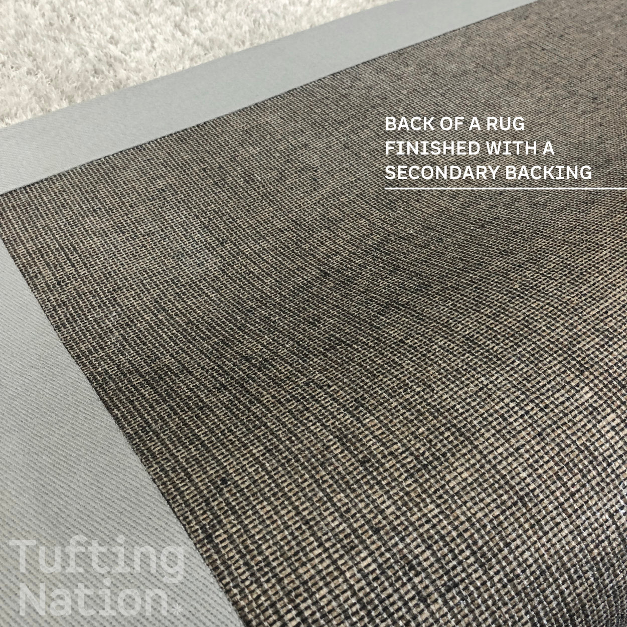 Action Bac Backing Cloth applied on the back of a handmade tufted rug | TuftingNation