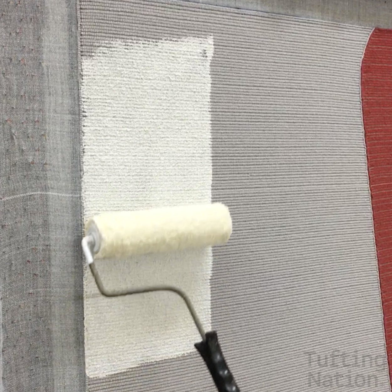 How to apply glue and backing to the tufted rug 