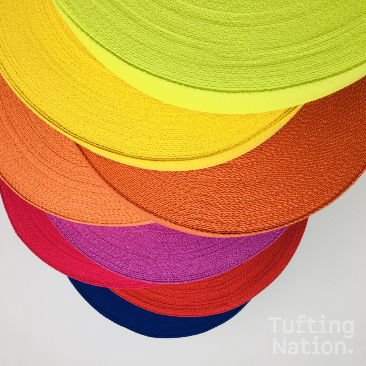 100% Cotton Binding tape for rug tufting available in black, red, blue, purple, yellow, orange and gray, at TuftingNation.com