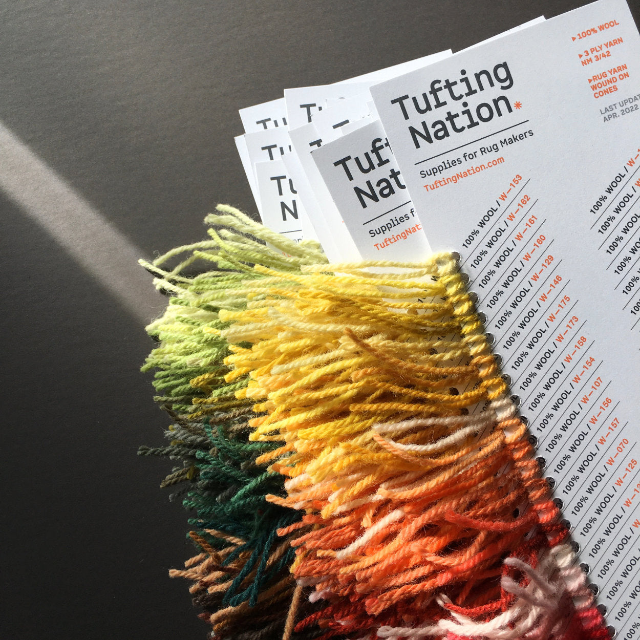 Pile of Yarn Color Card for Tufting Gun, Punch Needle and Weaving Loom | TuftingNation Canada