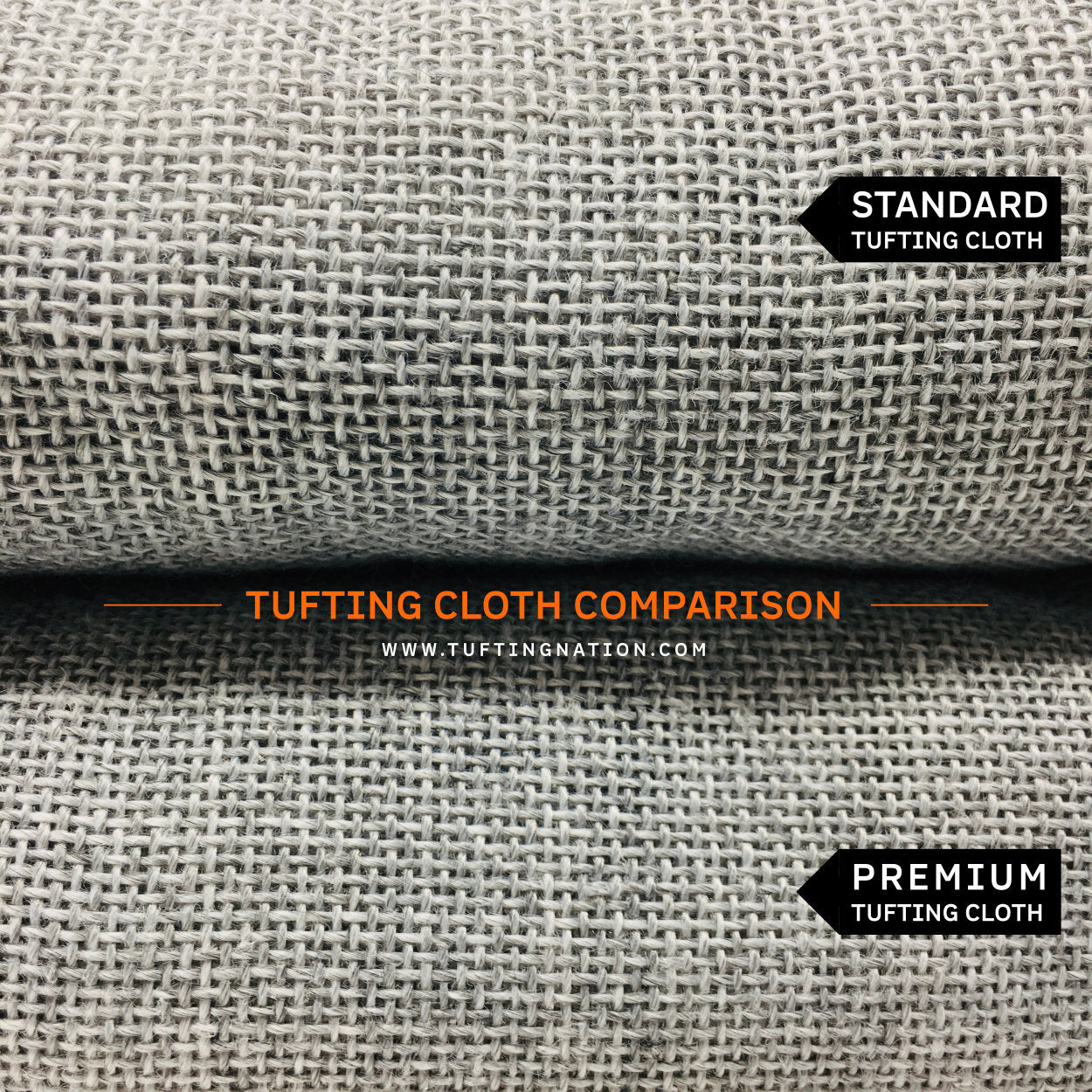 Close up that shows the difference between the Standard and Premium Tufting Cloth | TuftingNation